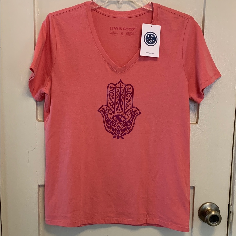 Life Is Good NWT Comfy T-shirt Spread The Power Of Optimism Coral Pink